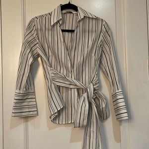 Black and white striped blouse